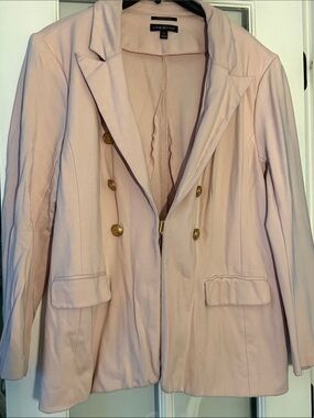 Lane Bryant Pale Pink Double-Breasted Blazer with Gold Buttons